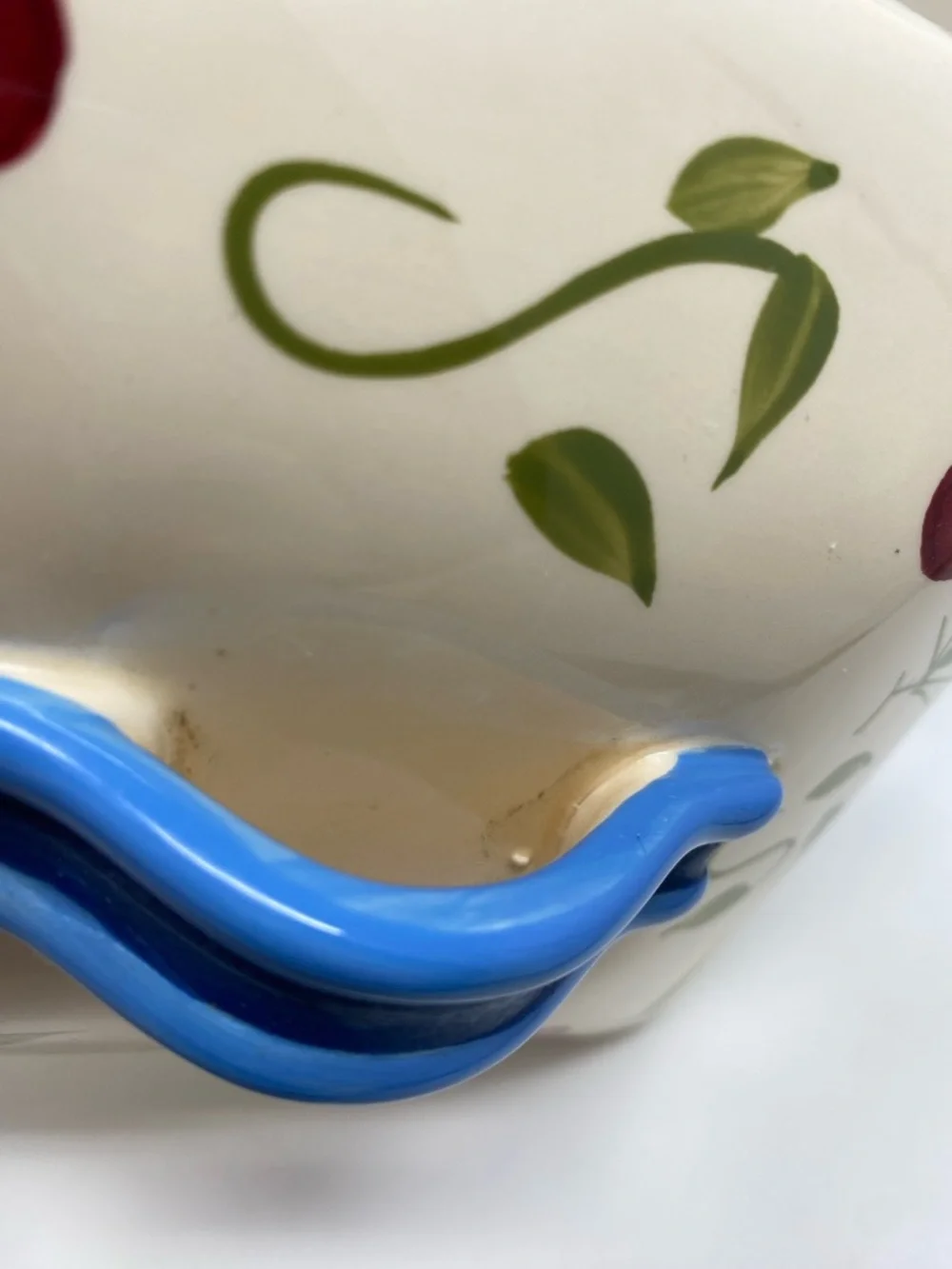 Ceramic Cherry Canister with Blue Trim
